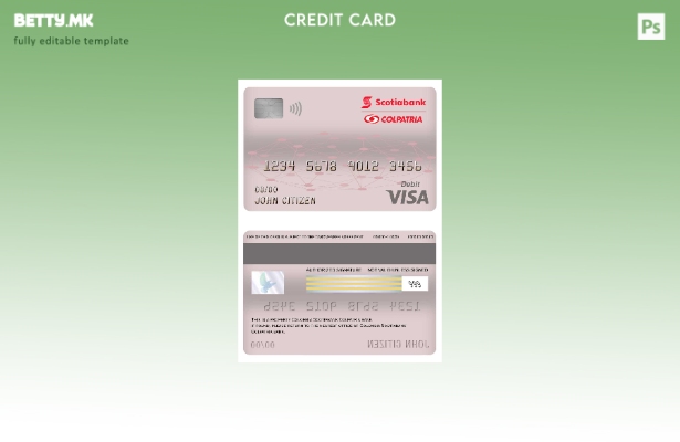 Модерен стил Колумбија Scotiabank Colpatria банкарски виза дебитна картичка шабл